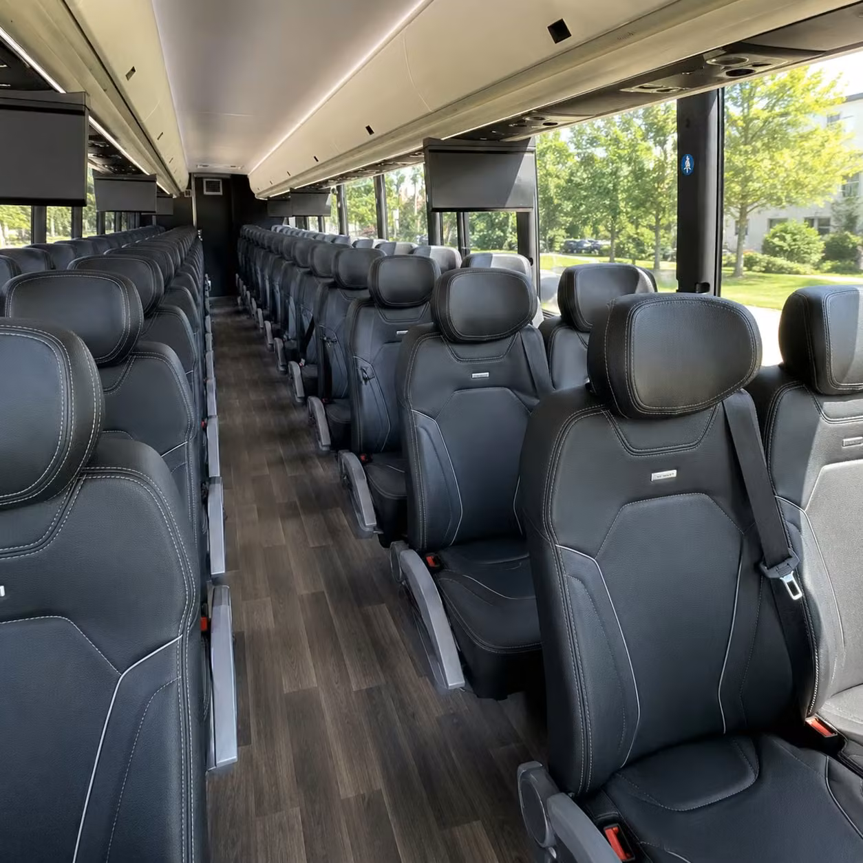 upland charter bus rental interior